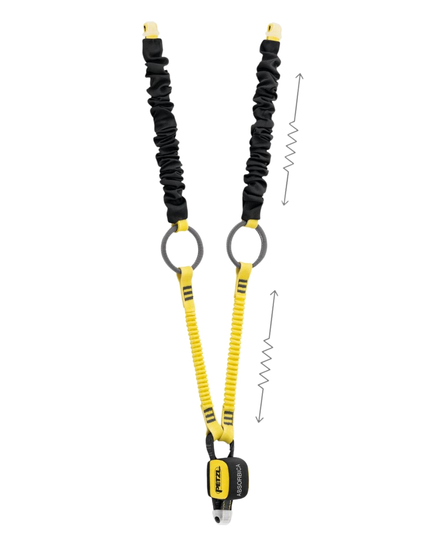ABSORBICA®-Y TIE-BACK Cordino doppio con anelli di rinvio intermedi e assorbitore di energia integrato