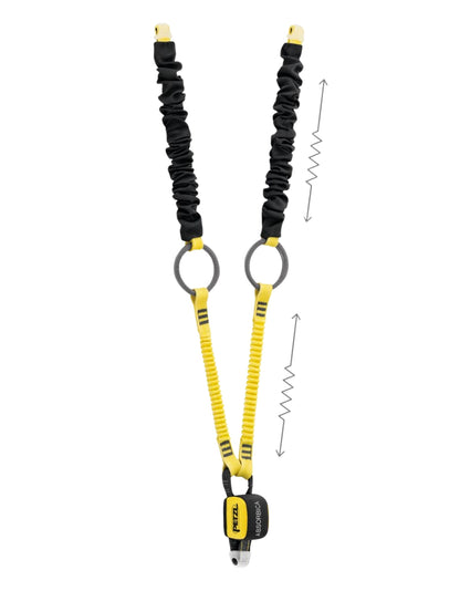 ABSORBICA®-Y TIE-BACK Cordino doppio con anelli di rinvio intermedi e assorbitore di energia integrato